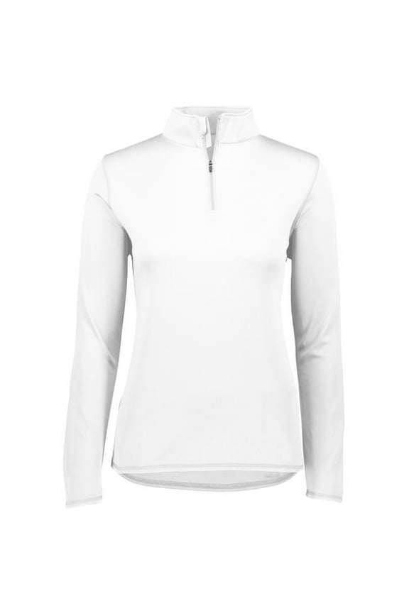 2787.005.3XL Ladies Attain Wicking 1 by 4 Zip Pullover, White - 3XL