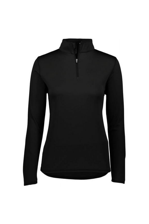 2787.080.3XL Ladies Attain Wicking 1 by 4 Zip Pullover, Black - 3XL