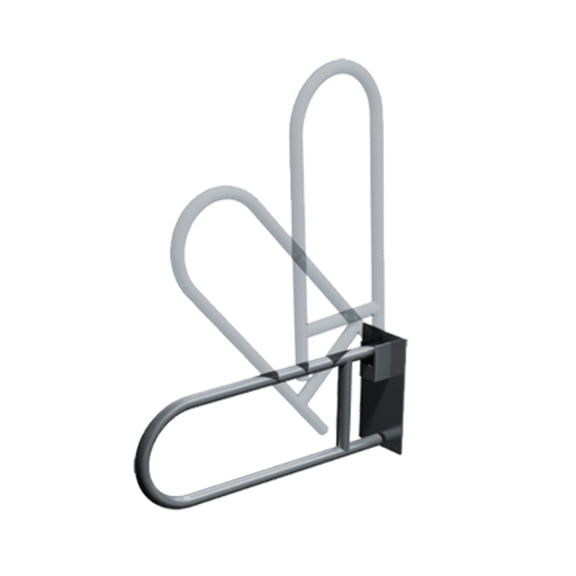 ASI-3451-25 - Exposed Flange (1-1/4" O.D) Smooth - Swing Up Grab Bar w/ Toilet Tissue Holder - Locks