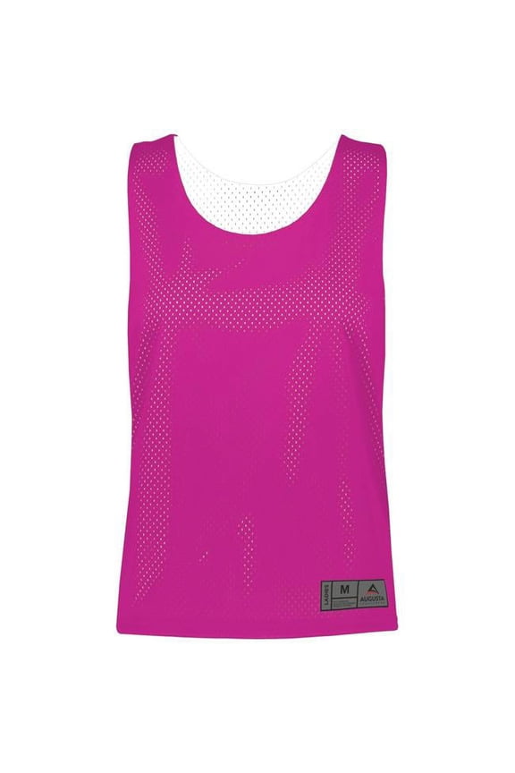 9719.468.M Ladies Mesh Reversible Pinnie Top, Power Pink & White - Medium