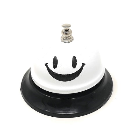 ASIAN HOME Call Bell, 3.35 Inch Diameter, Metal Bell, White Smiley Face, Desk Bell Service Bell for Hotels, Schools, Restaurants, Reception Areas, Hospitals, Customer Service, White (2)