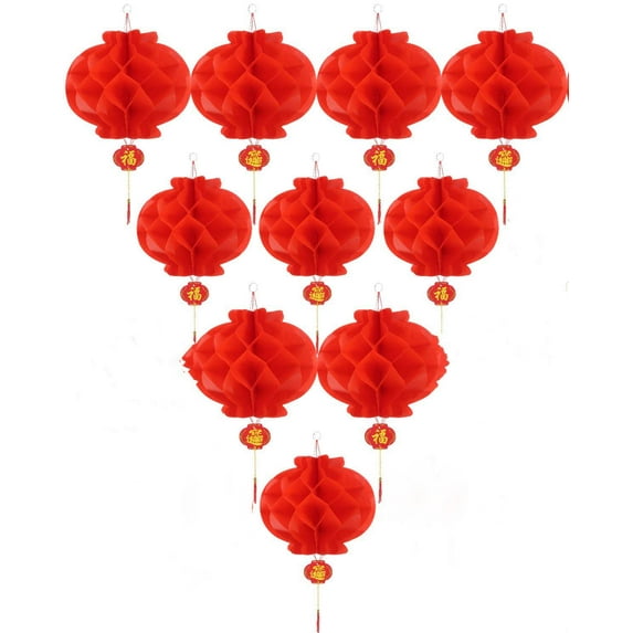 ASIAN HOME Red Paper Lantern Hanging Lanterns for Chinese Spring Festival, Wedding, Celebration, Lantern Festival Festive Decoration (12 INCH) (10 Piece)