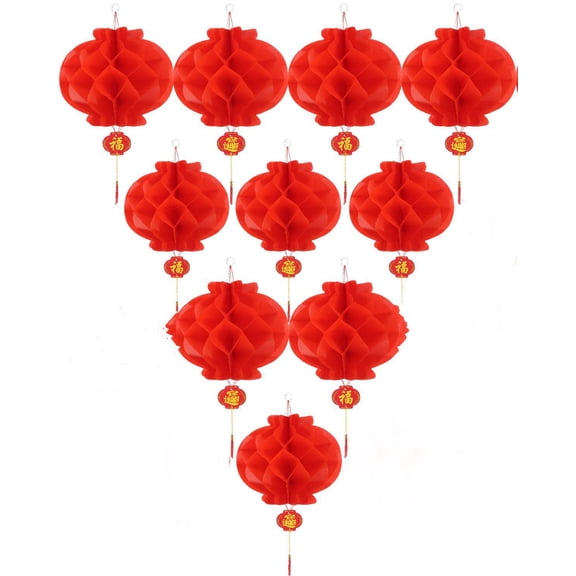 ASIAN HOME Red Paper Lantern Hanging Lanterns for Chinese Spring Festival, Wedding, Celebration, Lantern Festival Festive Decoration (14 INCH) (10 Piece)