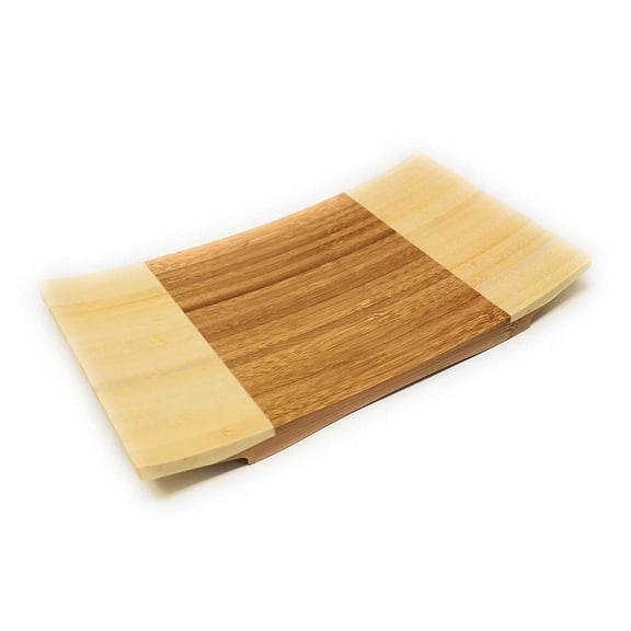 ASIAN HOME Sashimi Sushi Bamboo Curve Serving Geta Plate - Japanese Style Tableware Bamboo Sushi Board Cutting Tray (L8.3" X W4.7")