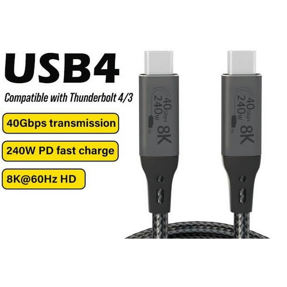 ASIASN-1-Foot USB4 Cable Compatible with Thunderbolt 3, Thunderbolt 4 and USB-C - Supports 8K HD Display, 40gbps Data Transfer, 240W Charging
