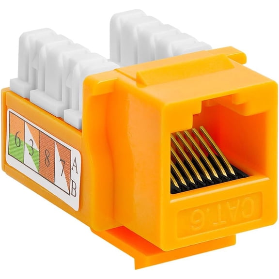 ASIASN-- 10 Pack Cat6 Keystone Jack Insert Punch Down RJ45 Connectors RJ45 Keystone Jack 90 Degree Female for Wall Plates, Patch Panels, Patch Cables, Ethernet Cables - Yellow