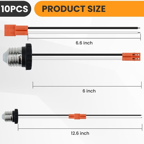 ASIASN-10 Pcs E26 Socket Adapter, Medium Base Male Screw in Light Bulb Socket Pigtail, Socket Adapter Pigtail for Led Ceiling Lights Downlight