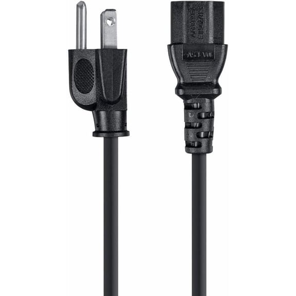 ASIASN-105295 25Ft 14AWG Power Cord Cable w/ 3 Conductor PC Power Connector Socket, 15A (NEMA 5-15P to IEC-320-C13) Black