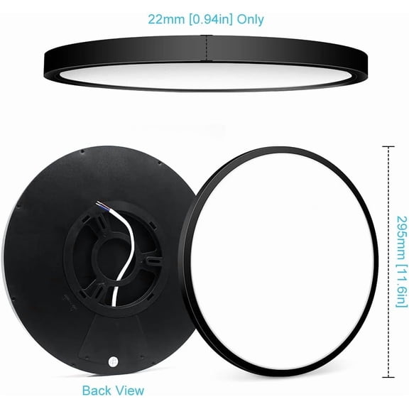 ASIASN-12 Inch LED Ceiling Light Flush Mount, 4000K Neutral White, 24W 3200LM Modern Round Lighting Fixture, Black Low Profile Ceiling Lights for Bedroom, Living Room, Stairway, Basement