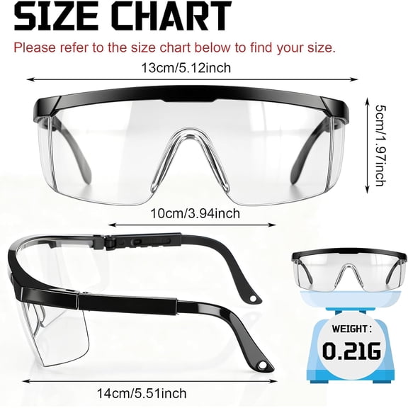 ASIASN-12 Pack Safety Glasses Clear Anti Fog Goggles for Men and Women Over Spec Glasses Protective Eye Wear Industrial Approved Wide Vision