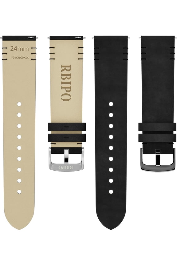 -14mm 16mm 18mm 20mm 21mm 22mm 23mm 24mm Leather Watch Band Quick Release Watch Strap Replacement Deployment Buckle Wristband for Men and Women