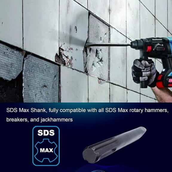ASIASN-16-Inch SDS Max Point Chisel, Ideal for Concrete Demolition, Tile Removal Tool for SDS-Max Hammer Drill Attachment, 40Cr Alloy Steel