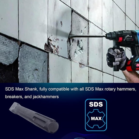 ASIASN-18-Inch SDS Max Chisel, 1 Inch Flat Chisel, Ideal for Concrete Demolition, Tile Removal Tool for SDS-Max Hammer Drill Attachment, 40Cr Alloy Steel