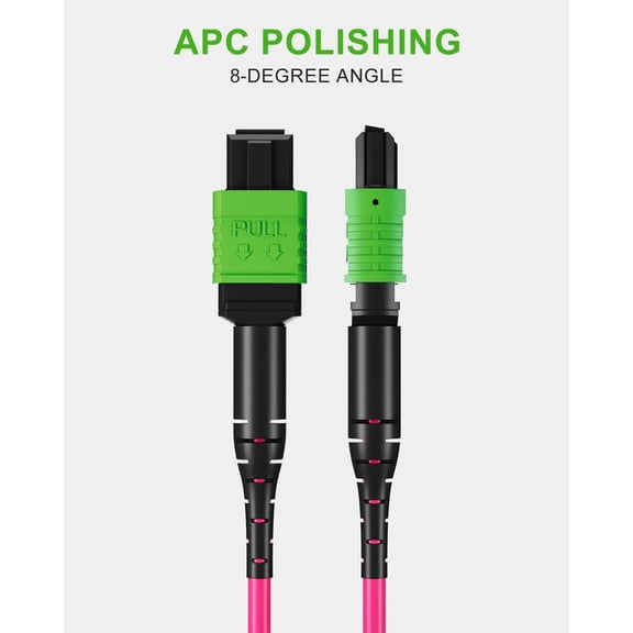 ASIASN-1M MPO to MPO APC Cable, OM4 40G/400G/800G Fiber Cable, 16 Cores Multimode Type B Female LSZH, MTP Compatible for FTTx - 1M(3FT)