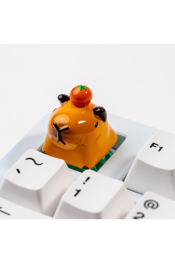 -1U Handmade Resin Duck Keycap Cute Black Duck with Sunglasses Golden Chain Black Felt Hat Rap Style Key Cap for MX Switch Mechanical Keyboards-DAIDING-KPBL16D