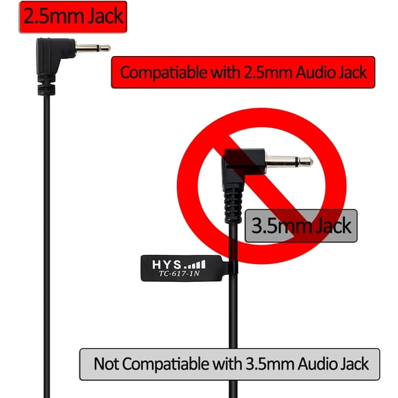 ASIASN-2.5mm Receiver/Listen ONLY Surveillance Acoustic Tube Earpiece Headset Shoulder with One Pair Medium Earmolds(Left and Right)