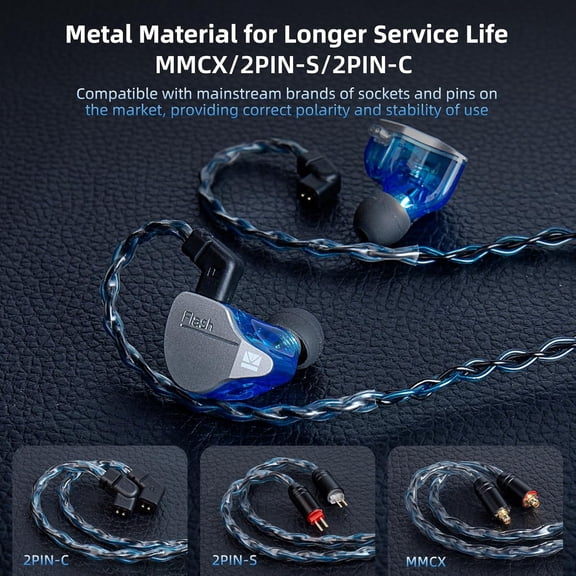 ASIASN-2 Meter mmcx in Ear Monitor Cable, IEM Extension Headphone Cable Cords for Shure SE215 SE315 SE215 Pro SE846 SE425 SE535, KBEAR ST12 Plus 8 Core 4N OFC Silver-Plated Wire (Blue, MMCX, 3.5mm Pl