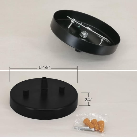 ASIASN-2 Pack 5 1/8 Inches Canopy Kit for Ceiling Light,Single Pendant Light Plate Cover with All Mounting Hardware, Light Canopy Kit for Easy Installation (Black)