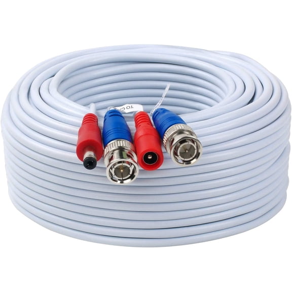ASIASN-2 Pack 50 Feet BNC Video Power Cable Wire Video Security Camera Wire with Connectors for CCTV Camera DVR Surveillance System