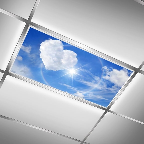 ASIASN-2 Pack Fluorescent Light Cover for Ceiling Light Classroom-Love Cloud Magnetic Light Cover Fluorescent Light Shade Panel, Decorative Film Filter for Reducing Harsh Glare Home Decorations