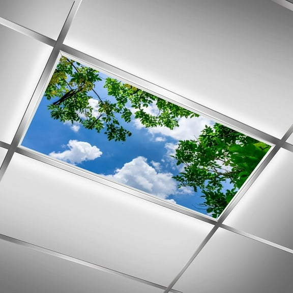 ASIASN-2 Pack Fluorescent Light Cover for Ceiling Light -Sky Branches Magnetic Light Covers Classroom, Light Filters Drop Fluorescent Light Shade Panel for Office Home School,4 X 2 Ft
