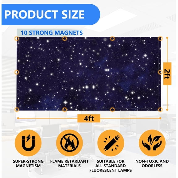 ASIASN-2 Pack Fluorescent Light Covers, 4x2 Feet Magnetic Light Covers for Ceiling Lights, Overhead Light Covers for Classroom Office Hospital Light Filter Cover