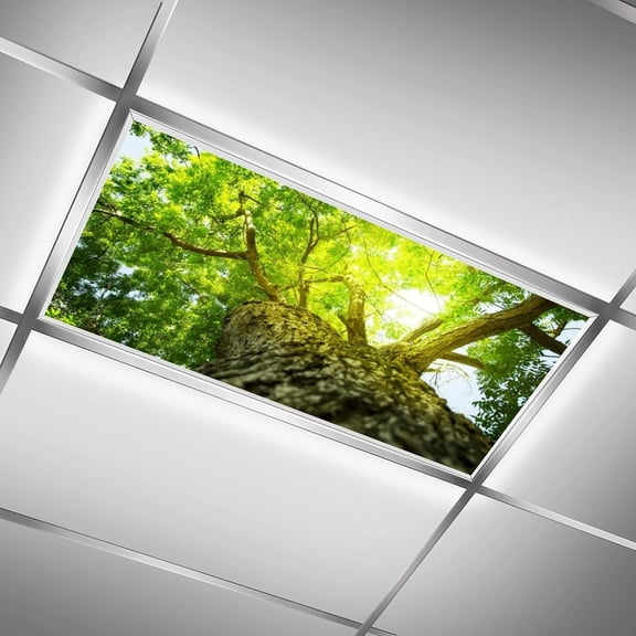 ASIASN-2-Pack Fluorescent Light Covers for Classroom Ceiling Lights - Magnetic, Drop Ceiling Lamp Filters(Tree)