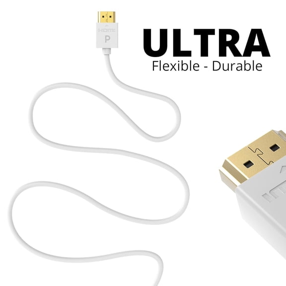 ASIASN-2-Pack HDMI Cable - 6 Foot, Slim, 18Gbps High-Speed, 4K@60Hz, 2160p, ARC for SoundBar, HDR on 4K TV, Ethernet Ready, Thin & Flexible, White
