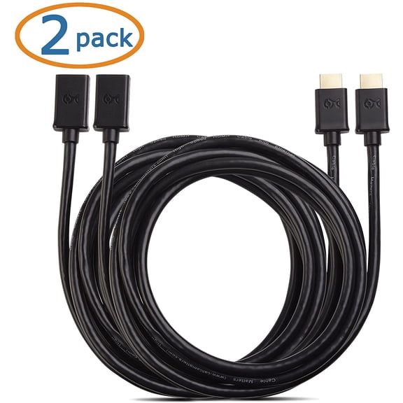 ASIASN-2-Pack High Speed HDMI Extension Cable 10 ft (Male to Female HDMI Extender Cable) with Ethernet - 3D and 4K Resolution Ready