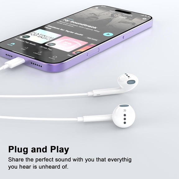 ASIASN-2 Pack [Plug and Play] for iPhone Headphones Wired Earbuds with Built-in Microphone & Volume Control HiFi Stereo Nosie Reduction Earphones for iPhone 14 13 12 11 Pro Max XS XR X 8 7 6, Support