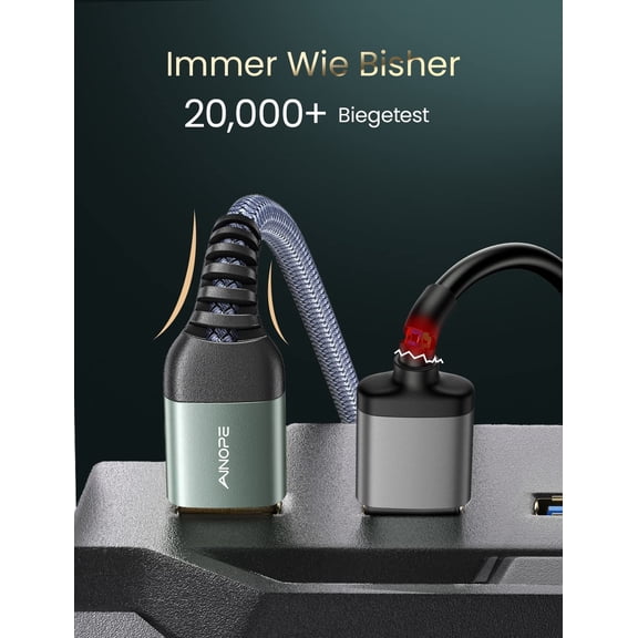 ASIASN-2 Pack USB Extensions Cable High Speed USB 3.0 Extension Cord Type A Male to Female Sturdy Braided Material Fast Data Transfer Compatible with USB Keyboard,Mouse,Flash Drive,Grey,16FT+16FT