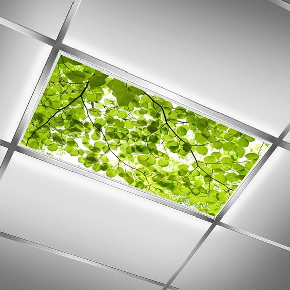 ASIASN-2 Pcs Fluorescent Light Covers for Ceiling Lights,Spring Leaves Magnetic Light Covers with 10 Magnets Fluorescent Light Filters for School Classroom Home Office Drop Ceiling Lamp Decor 4 x 2 F