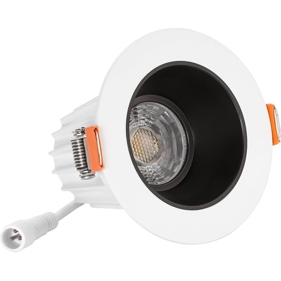 ASIASN-2 in. Ultra-Thin Recessed Anti-Glare LED Downlight - Canless IC Rated, 5 Color Temperature Selectable 2700K/3000K/3500K/4000K/5000K, Dimmable Round White Trim Black Baffle, 90 CRI