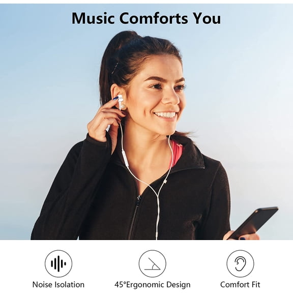 ASIASN-2025 New in-Ear Earbuds Stereo Headphones for Samsung Galaxy S10/S10E/ S10+/S8/S8+/S9/S9+/Note 9- Designed 3.5 mm Jack with Microphone and Volume Buttons - White