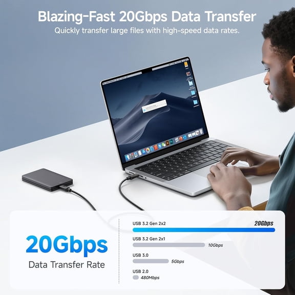 ASIASN-20Gbps USB C to USB C Monitor Cable - 6ft / 1.8m, Supports Up to [8K@30Hz / 4K@120Hz Video, 240W Charging, 20Gbps Data Transfer], USBC Video Cable, Works with CarPlay, Android Auto