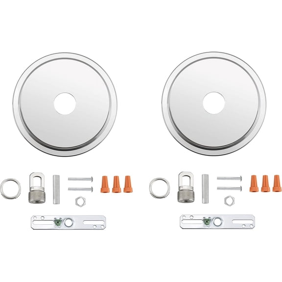 ASIASN-21507-32, Transitional Chandelier & Light Fixture Canopy Kit w/Collar Loop, Chrome, 5-1/8" Diameter, 1" Center Hole, 2 Pack