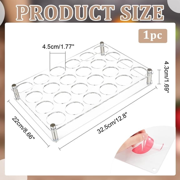 ASIASN-24-Hole Shot Glass Tray Holder, Acrylic Wine Glass Organizer 1.77 inch Hole Shot Glass Serving Trays Beer Wine Glass Display Rack for Bar Party Club, Clear