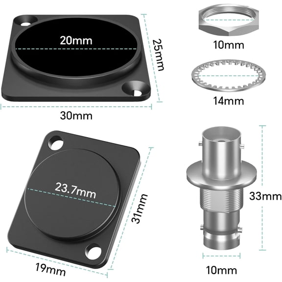ASIASN-2PCS BNC D Series Panel-Mount ConnectorGold-Plated SDI Video Coaxial Socket BNC CouplerPanel Mount Female to Female Feed-Through Connector for Custom Communication & Surveillance Systems