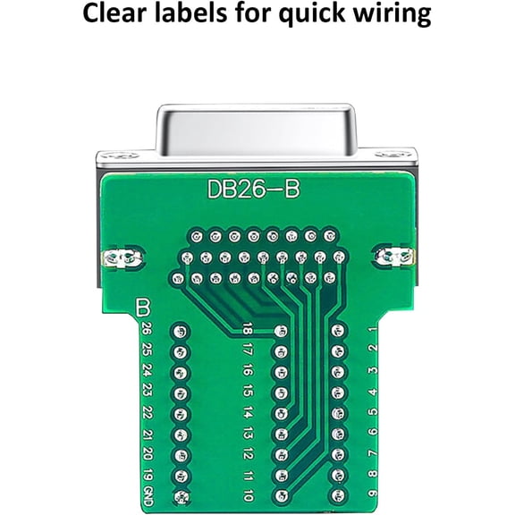 ASIASN-2PCS DB26 Male Solder Free Connector, RS232 D-SUB DB26 3Row 26Pin Serial Male Terminal Adapter, Pure Copper Core Gold-Plated Connector