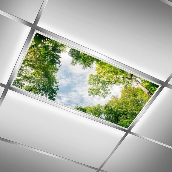 ASIASN-2PCS Fluorescent Light Covers for Classroom Ceiling Lights Magnetic Light Covers,Fluorescent Light Filters for School Home Office Drop Ceiling Lamp Decor Light Filters(Tree)