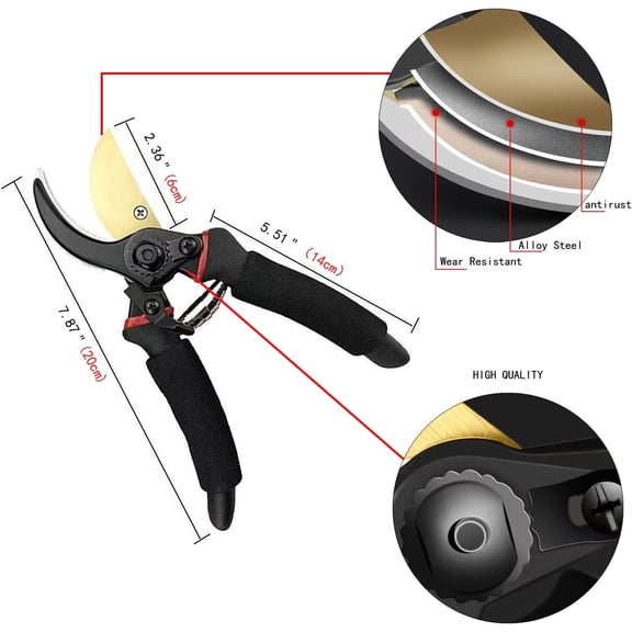 ASIASN-2Pack Pruning Shears, Garden Shears, Pruning Shears for Gardening, Gardening Shears Scissors Clippers, Garden Tools Set with Gloves, Bypass Hand Pruner, Soft Grip Handle