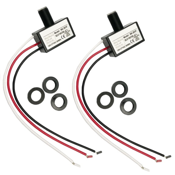 ASIASN-2Pcs AC 120-277V Photoelectric Switch Dusk to Dawn Button Flush Mount Photo Control Eye Switch Light Photocell Sensor