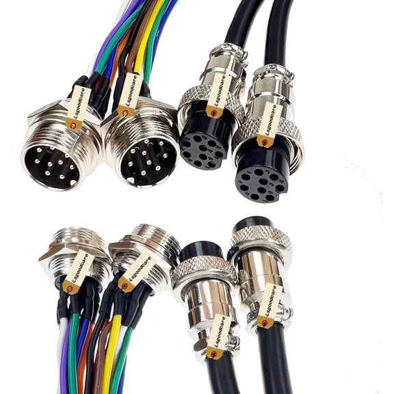 ASIASN-2Pcs GX16-9Pin Female & 2Pcs Male Aviation Connector Power Cable Electrical Terminal Socket with Cable Connector Plug