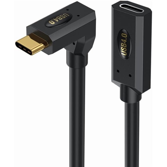 ASIASN-2ft 40Gbps USB 4.0 Type C Extension Cable, Straight Female to Up & Down Angle Male 240W 5A PD USB C 4.0 Cord for Smartphones, Laptops, Thunderbolt 3, Support 8k@60Hz