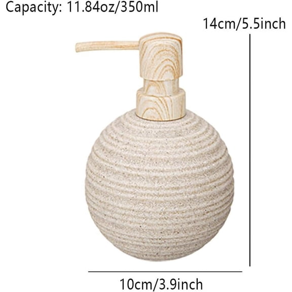 ASIASN-2pcs Hand Soap Dispenser Set, Sandstone Textured Resin Liquid Soap Dispenser for Bathroom Countertop, Heavy & Sturdy Dish Wash Soap Dispenser for Kitchen, Matte Beige