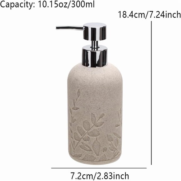 ASIASN-2pcs Hand Soap Dispenser Set, Sandstone Textured Resin Liquid Soap Dispensers for Bathroom Countertop, Heavy & Sturdy Dish Wash Soap Dispenser for Kitchen, Matte Beige