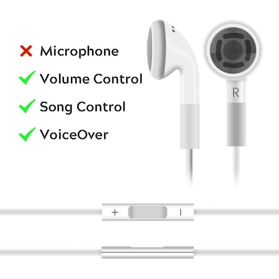 ASIASN-3.5mm Earphone Earbuds Headphones with Remote for Shuffle 2 3 4 5 6, Touch 2G 3G 4G 5G Classic nano6 - White