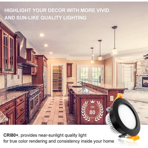 ASIASN-3 Inch LED Recessed Lighting, Dimmable Downlight 5W(40W Halogen Equivalent), CRI80, 3000K Warm White, Ceiling Light with LED Driver(1 Pack)