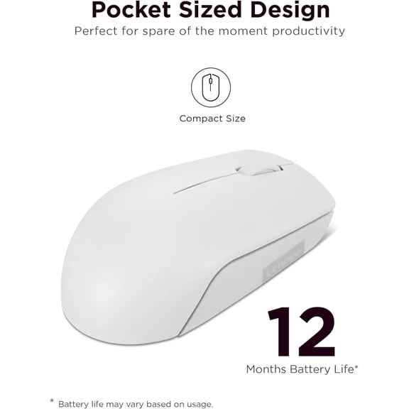 ASIASN-300 Wireless Mouse  Computer Mouse for PC, Laptop with Windows  Ambidextrous Design  2.4 GHz Nano USB Receiver  12 Month Battery Life