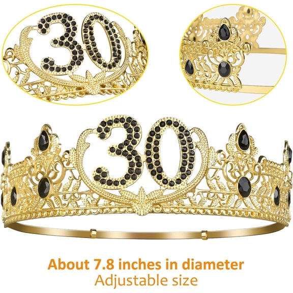 ASIASN-30th Birthday Gifts for Men, 30th Birthday Decorations for Men, Party Decor Supplies Including King Crown & Sash & Balloons & Cake Topper & Candles